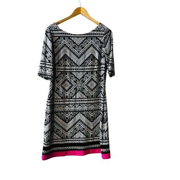 Eliza J Chevron Print Short Sleeve Dress Size 14 Multicolor - Picture 2 of 8